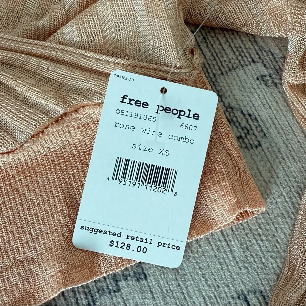 Free People Pluto Textured Wrap Top • Rose Wire Combo • Size XS • NWT